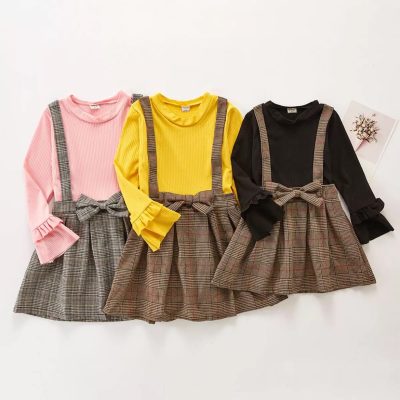 Riolio Toddler Girls Classic Solid/Plaid Dress