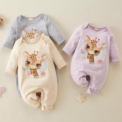 Hibobi Baby Girl Cartoon Giraffe Bodysuit