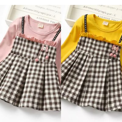 Riolio Toddler Girls Sweet Pink/Yellow Plaid Dress