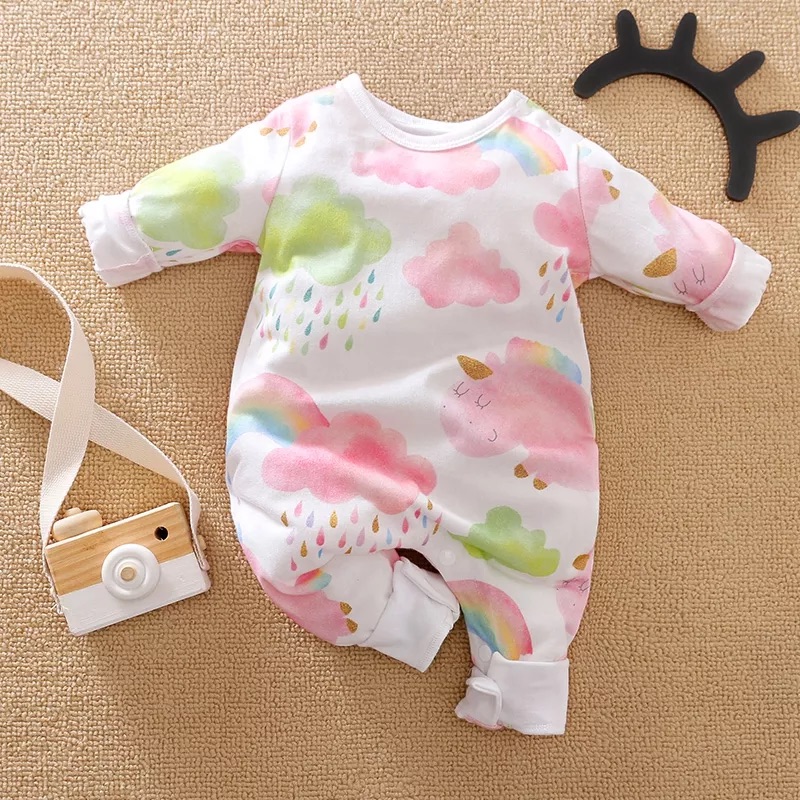 Riolio Baby Girl Unicorn/Clouds Bodysuit