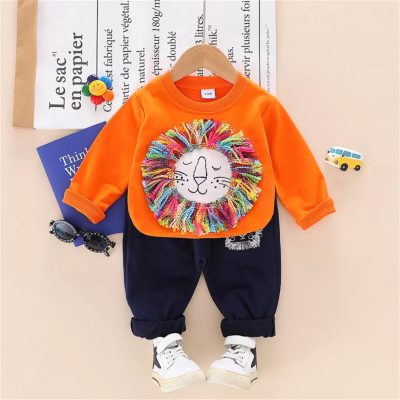 Riolio Boy/Girl 3D Lion Design Sweatshirt & Pants Set