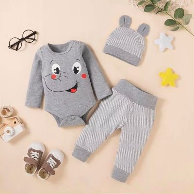 Riolio 3-Piece Boys/Girls Elephant Top, Pants & Hat
