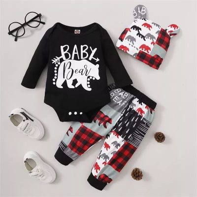 Riolio 3-Piece Bear Romper, Pants & Hat Set