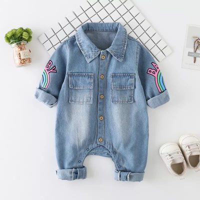Riolio Denim Rainbow Baby Jumpsuit