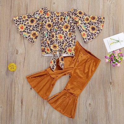 Riolio Sunflower/Leopard Ruffled Top & Pants Set