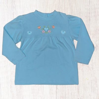 V-Baby Blue Hearts & Flowers Top ~ Size 24 Months
