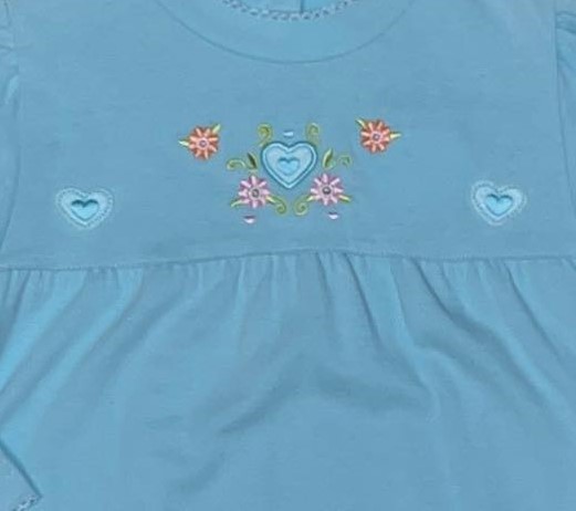 V-Baby Blue Hearts & Flowers Top ~ Size 24 Months - Image 2
