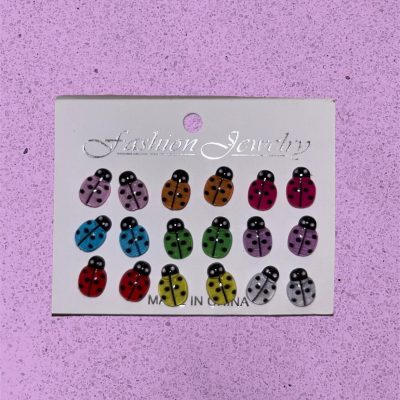 Ladybug Stud Earrings 9 Pack