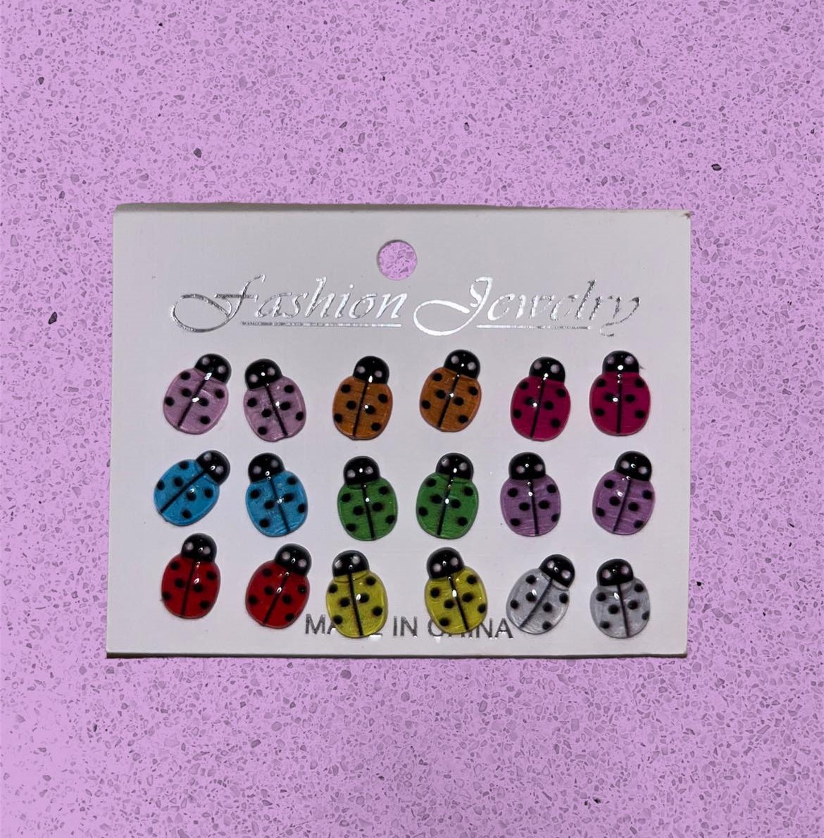 Ladybug Stud Earrings 9 Pack