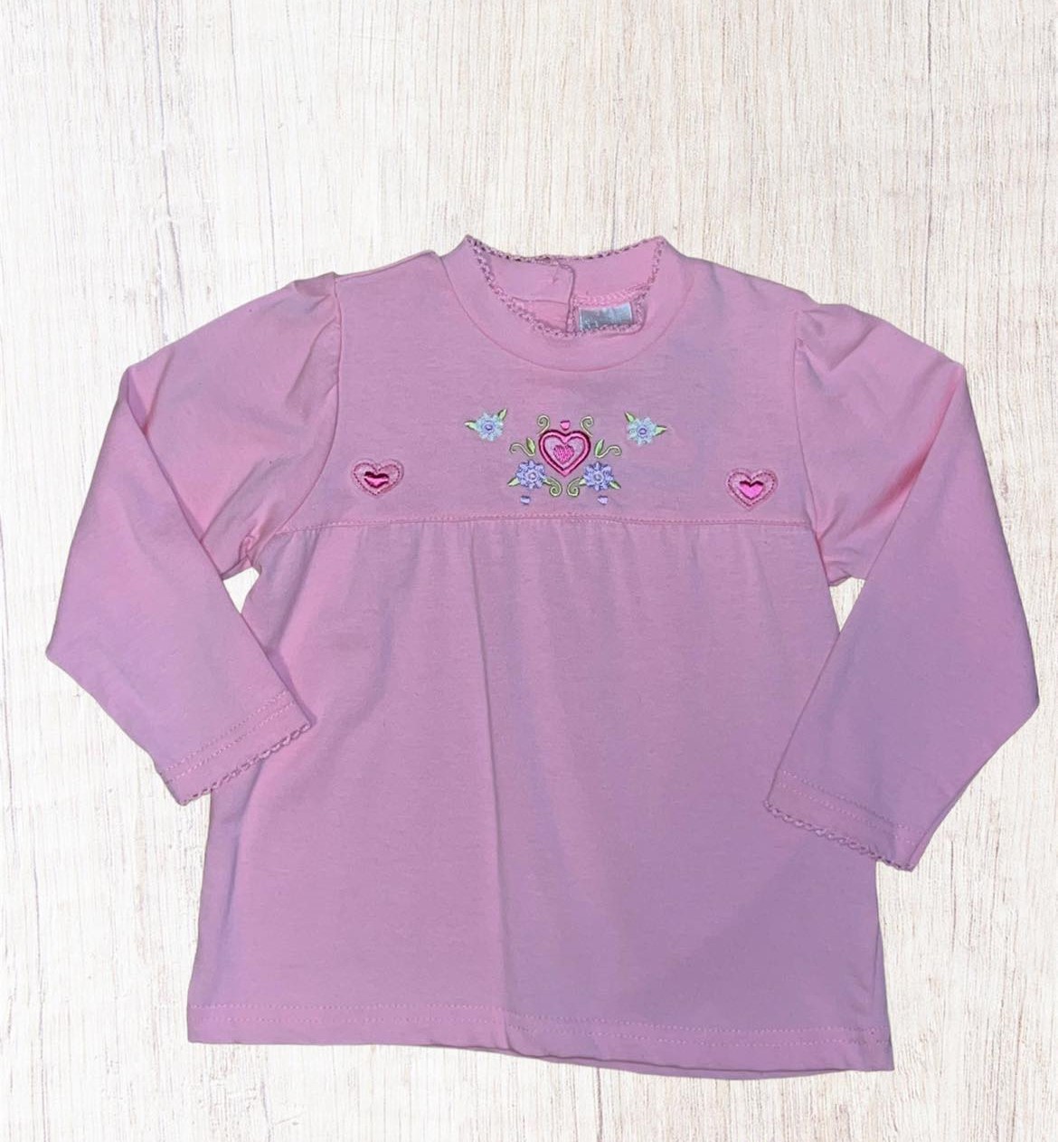 V-Baby Pink Hearts & Flowers Top ~ Sz 24 Months