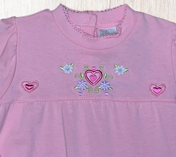 V-Baby Pink Hearts & Flowers Top ~ Sz 24 Months - Image 2