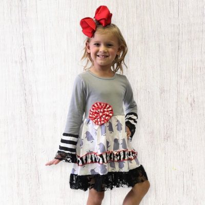 Dancing Penguin Lace Dress ~ 12-18 Months