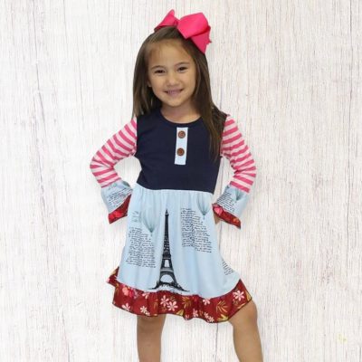 Eiffel Tower Color-Block Dress ~ 5-6T