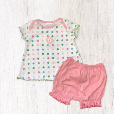 Cloud-Mine Pink Polka Dot Top & Short Set ~ 6 Months