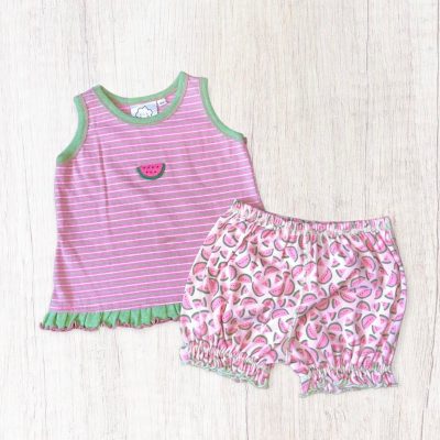 Cloud-Mine Stripe Top &  Watermelon Short Set ~ 6 Months