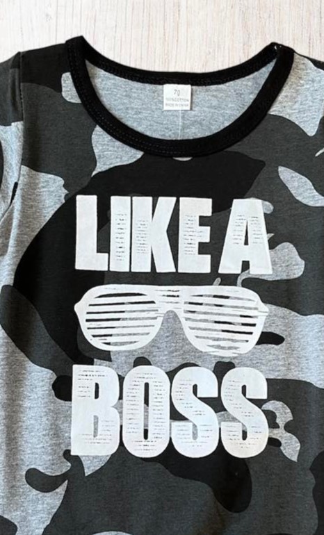 Like A Boss Camouflage Romper ~ 6-12 Months - Image 3