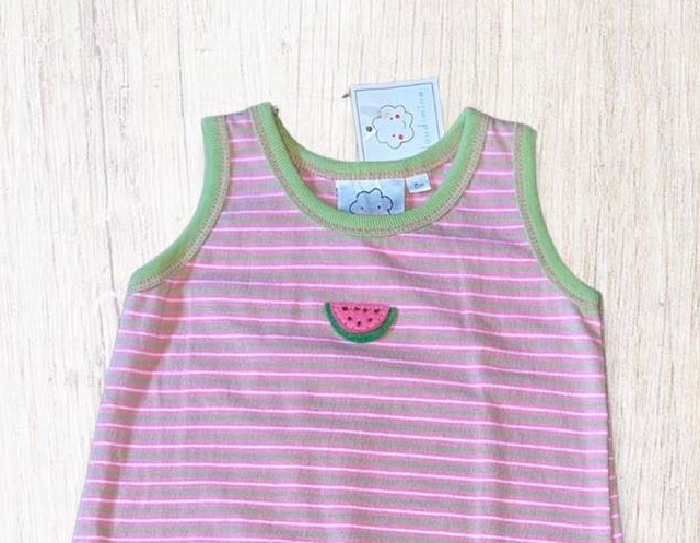 Cloud-Mine Watermelon Stripe Top & Short Set ~ 6 Months - Image 2