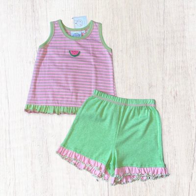 Cloud-Mine Watermelon Stripe Top & Short Set ~ 6 Months