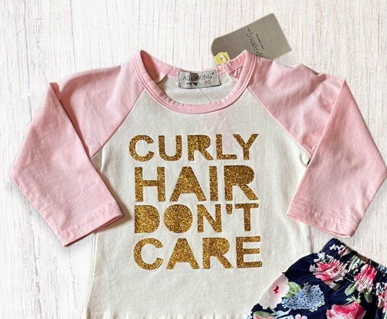 Curly Hair Raglan Top & Pants Set ~ 3-6 Months - Image 2