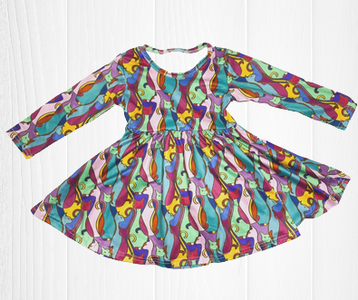 Sparkledots Retro Art Deco Cats Twirl Dress