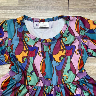 Sparkledots Retro Art Deco Cats Twirl Dress - Image 2