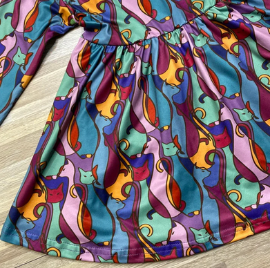 Sparkledots Retro Art Deco Cats Twirl Dress - Image 3