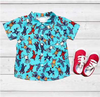 Sparkledots Raining Cats & Dogs Button Down Shirt