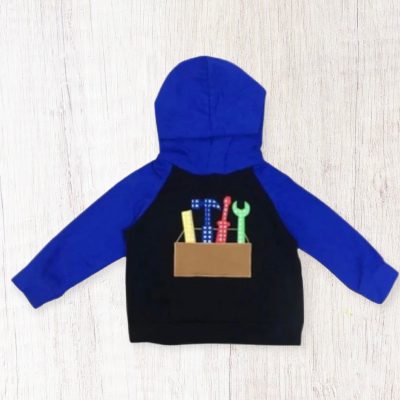 Sparkledots Tool Box Applique Hooded Sweatshirt