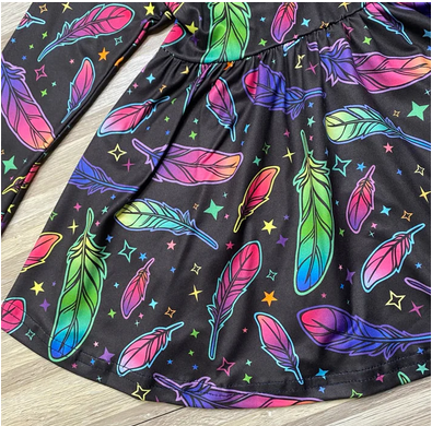 Sparkledots Psychedelic Feathers Twirl Dress ~ 12-18 Months - Image 3