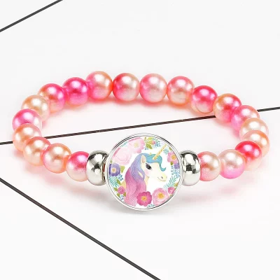 Kids Unicorn Pink Beaded Bracelet